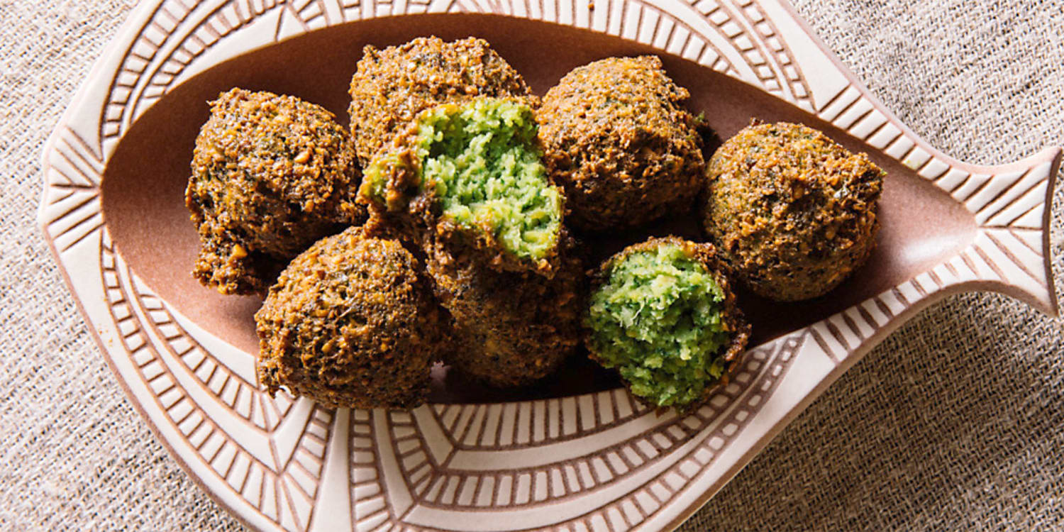 This falafel is bright green thanks to a load of fresh herbs