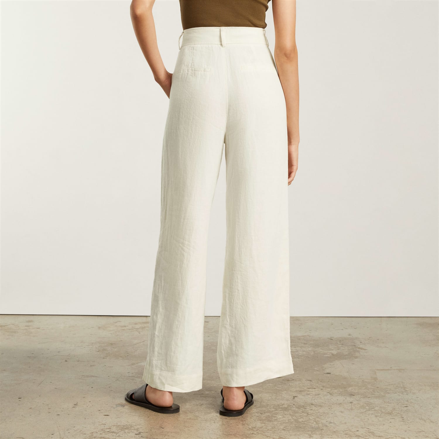 Women's Loose Cotton Linen Wide Leg Pants Ladies Spring Summer Pockets  Trousers/