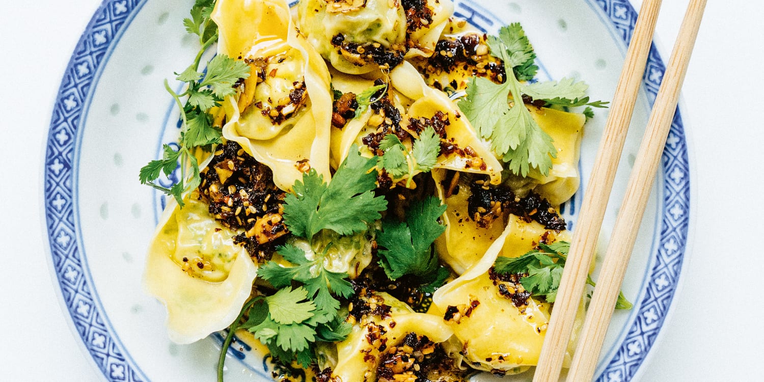 Serve broccoli-filled wontons with umami crisp