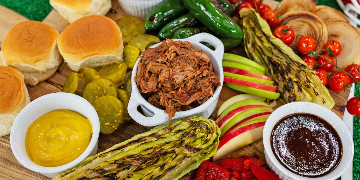 Let guests DIY their pulled pork slider experience with this char-cuterie boarda