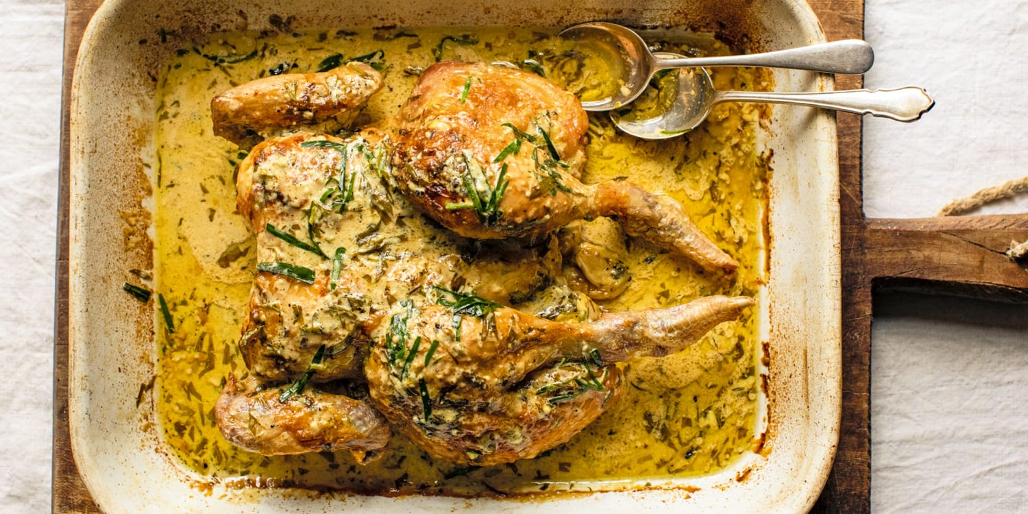 This roast chicken is all about the creamy, garlicky tarragon sauce