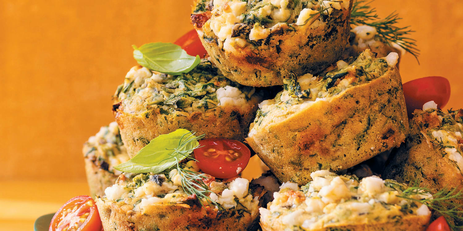 Fill egg-free frittata muffins with veggies for breakfast on the go
