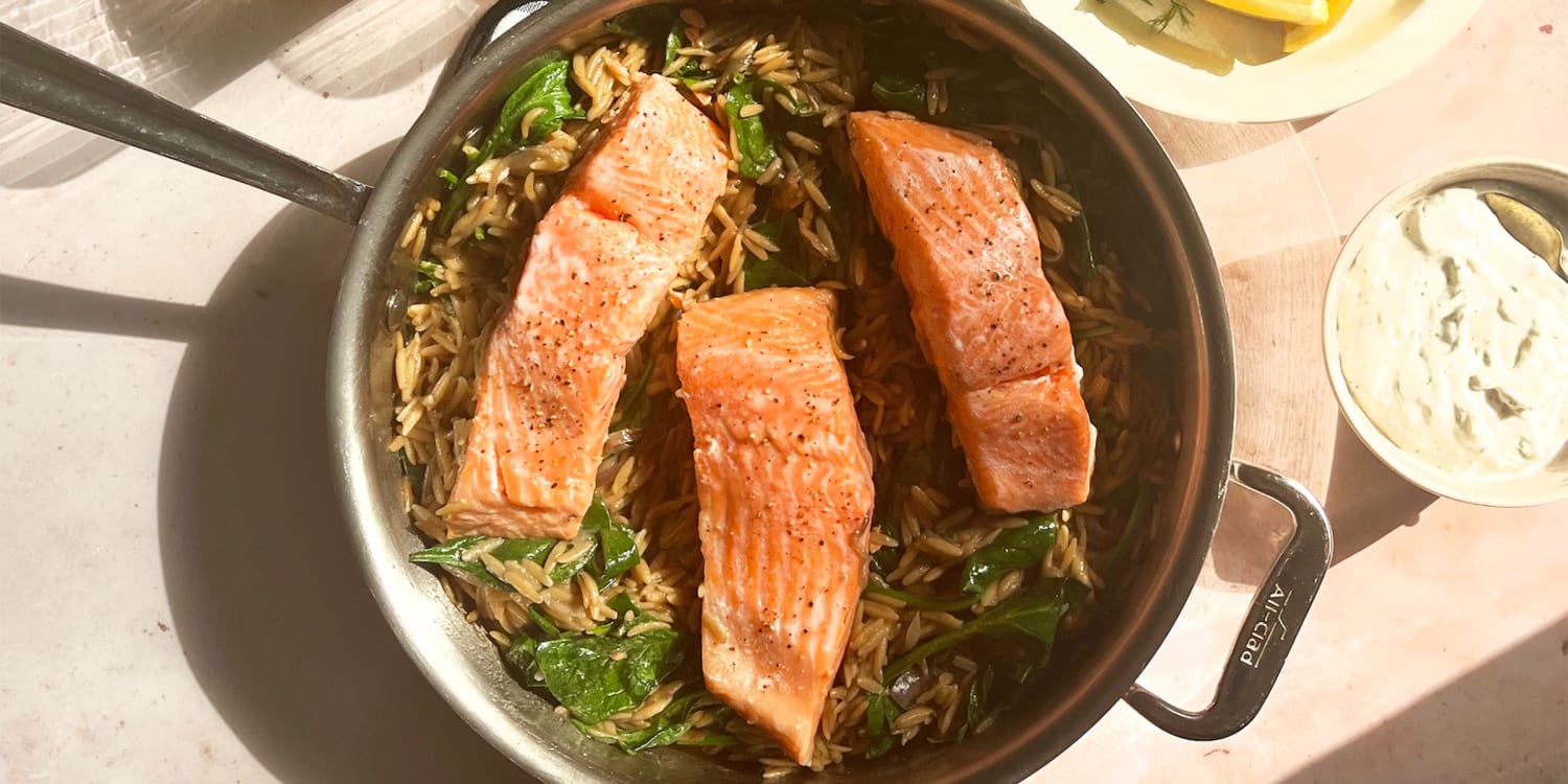 One-Pan Lemon Pepper Salmon and Orzo