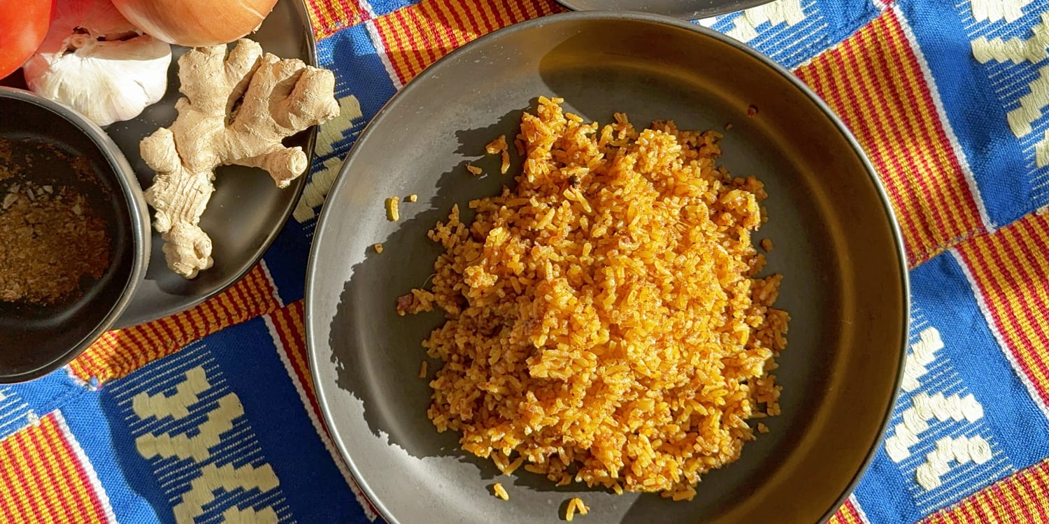 Ghanaian jollof rice gets a savory spin with the addition of corned beef