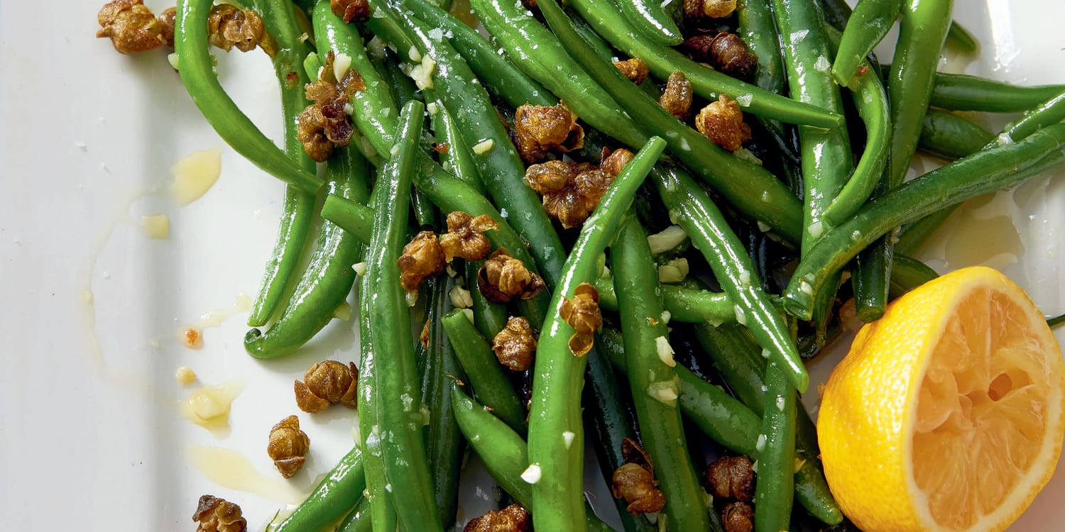 Fried capers add a nice salty crunch to tender green beans
