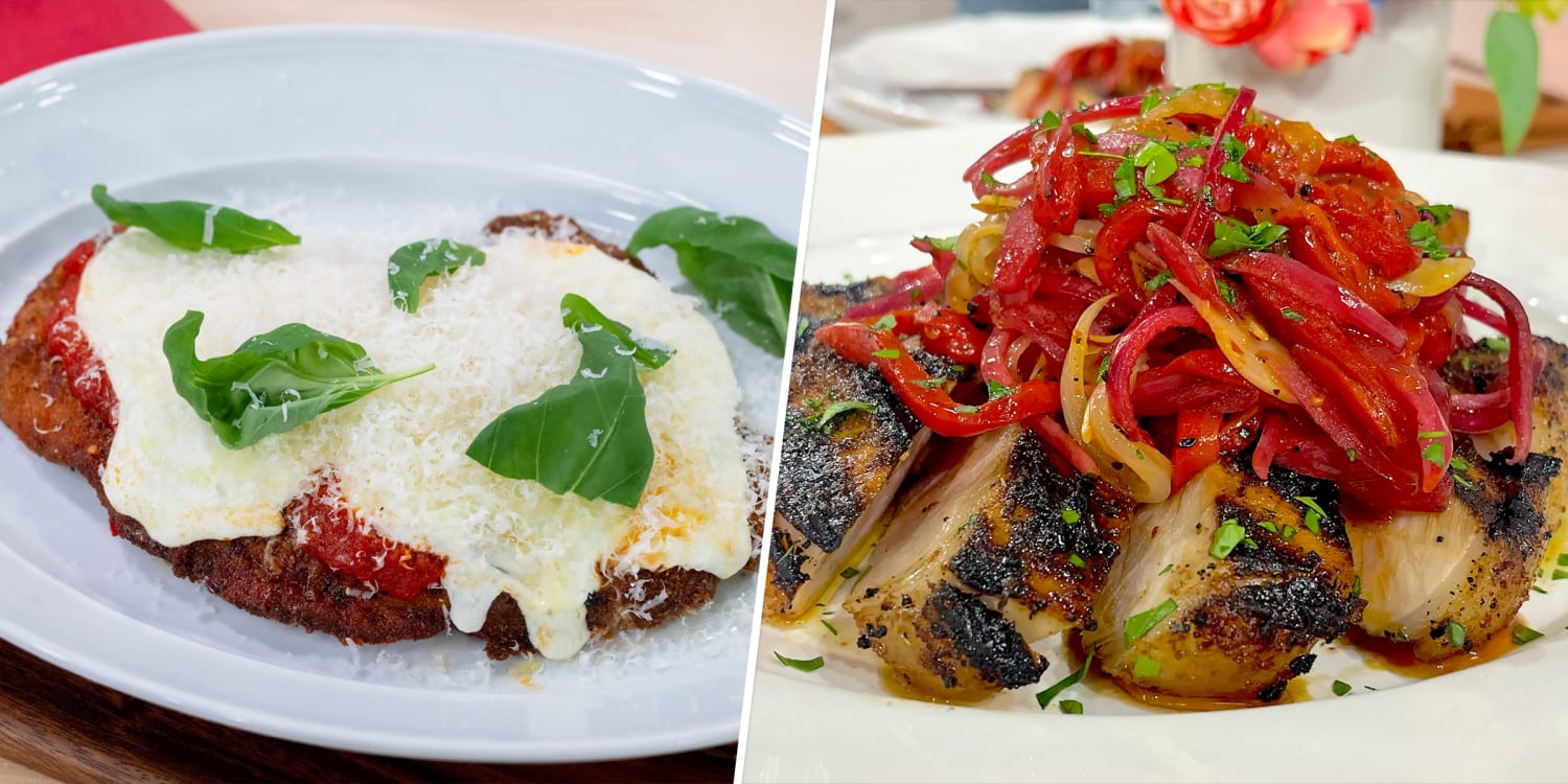 Mario Carbone shares his recipes for chicken Parm and pork chops with peppers