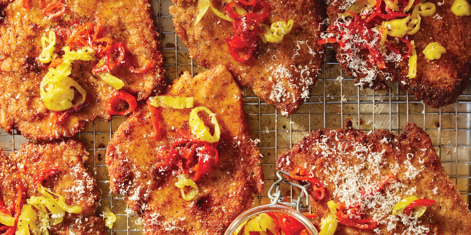 Benny Blanco's crispy chicken cutlets with honey, Parmesan and hot peppers
