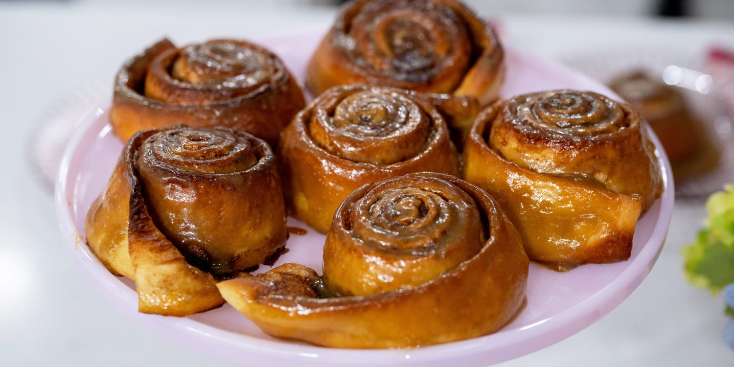 Make pillowy brioche cinnamon rolls with a toffee glaze for Mother's Day