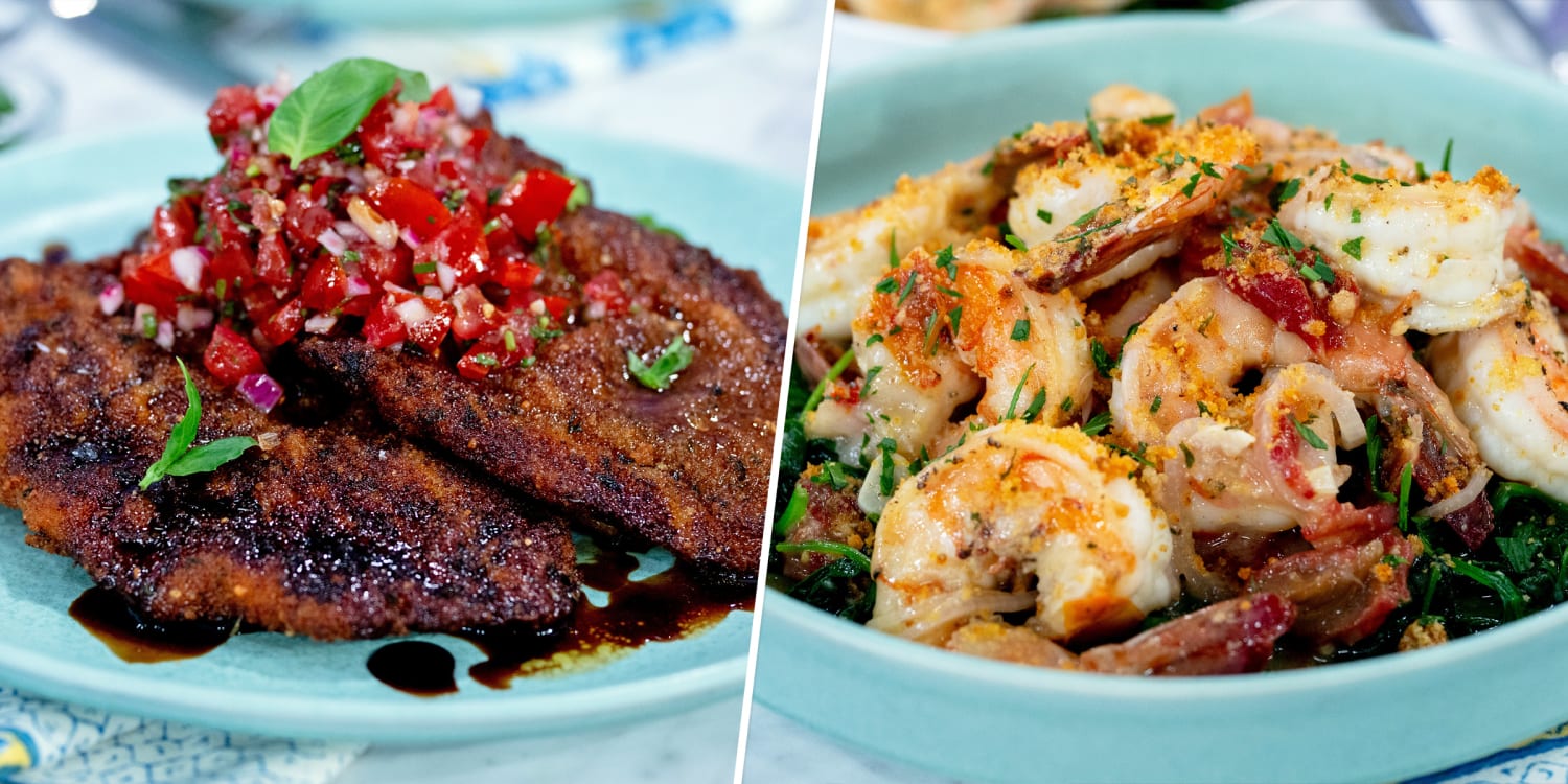 Treat mom to shrimp scampi and bruschetta-style chicken for Mother's Day