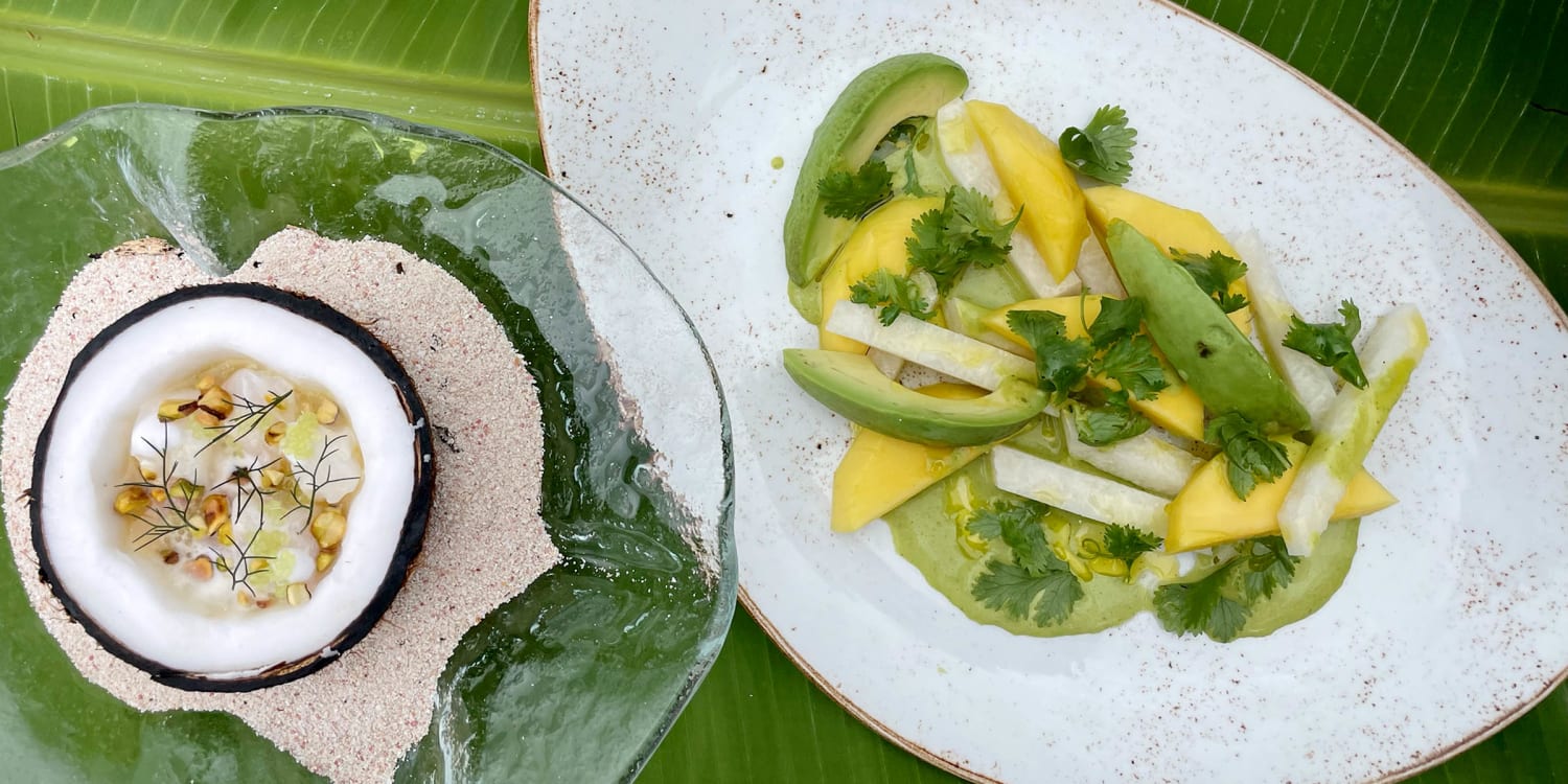 Take a trip to the beach with coconut ceviche and mango salad