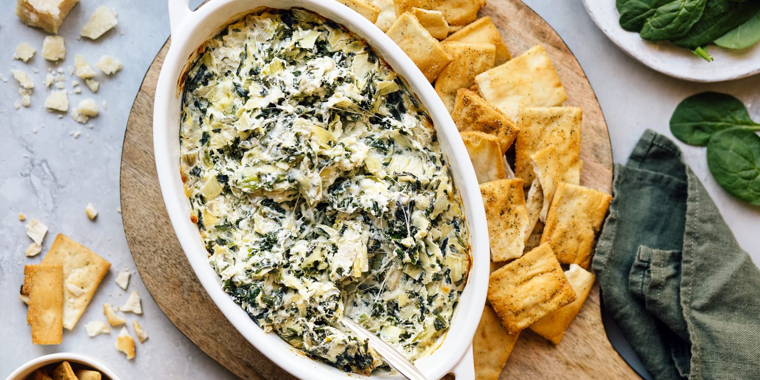 Lightened-up spinach artichoke dip is perfect for summer entertaining