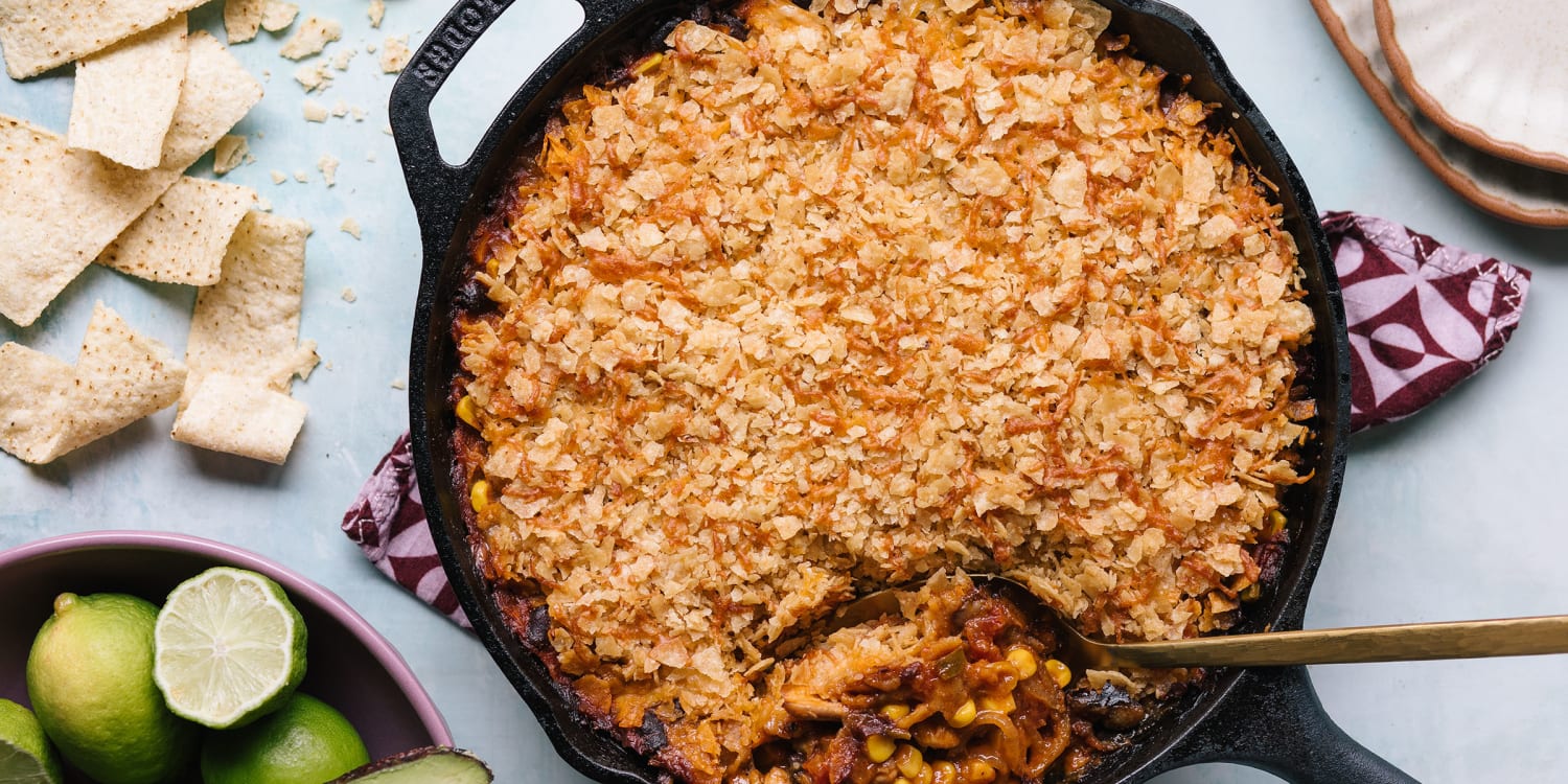 Dig into this kid-friendly tortilla chip chicken bake