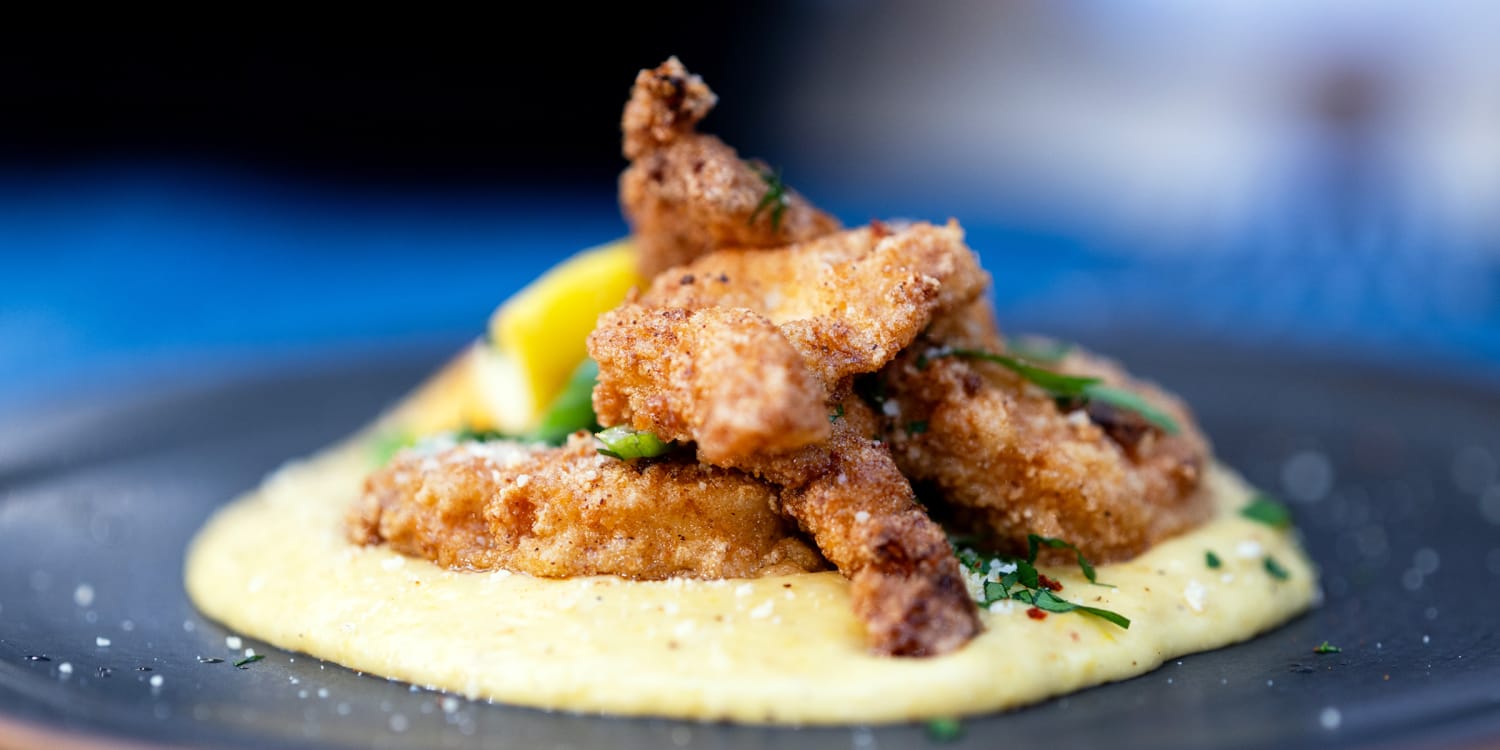 Marcus Samuelsson pairs fried fish with sweet corn grits in the summer