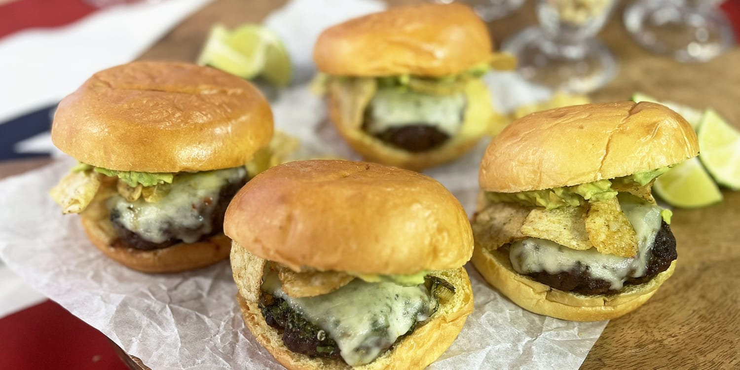 Sunny Anderson is celebrating July Fourth with green goddess burgers and banana fool