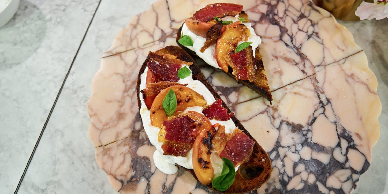 Grilled Peach and Bacon Caprese Sandwiches