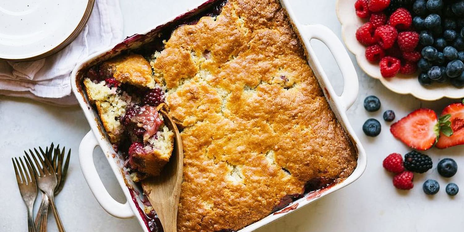 Bake mixed berry cobbler for summer gatherings