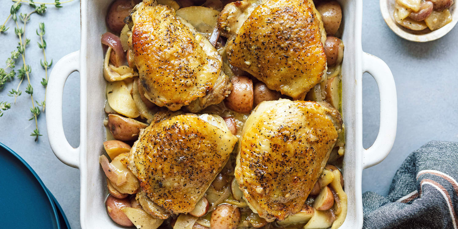 Get ready for fall with cider-braised chicken thighs for dinner