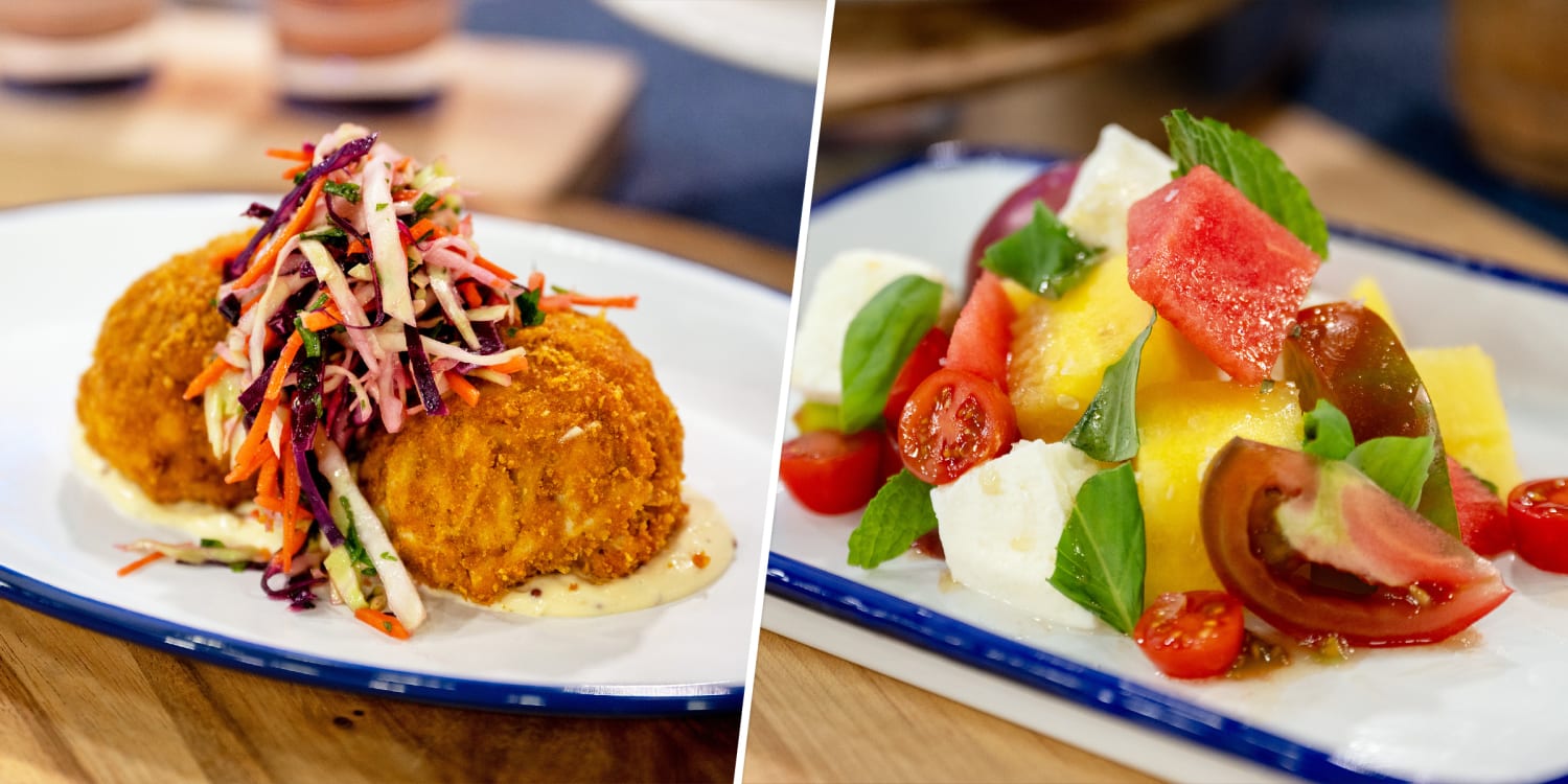 Ed Brown serves up his famous crabcakes and tomato-watermelon salad for the US Open