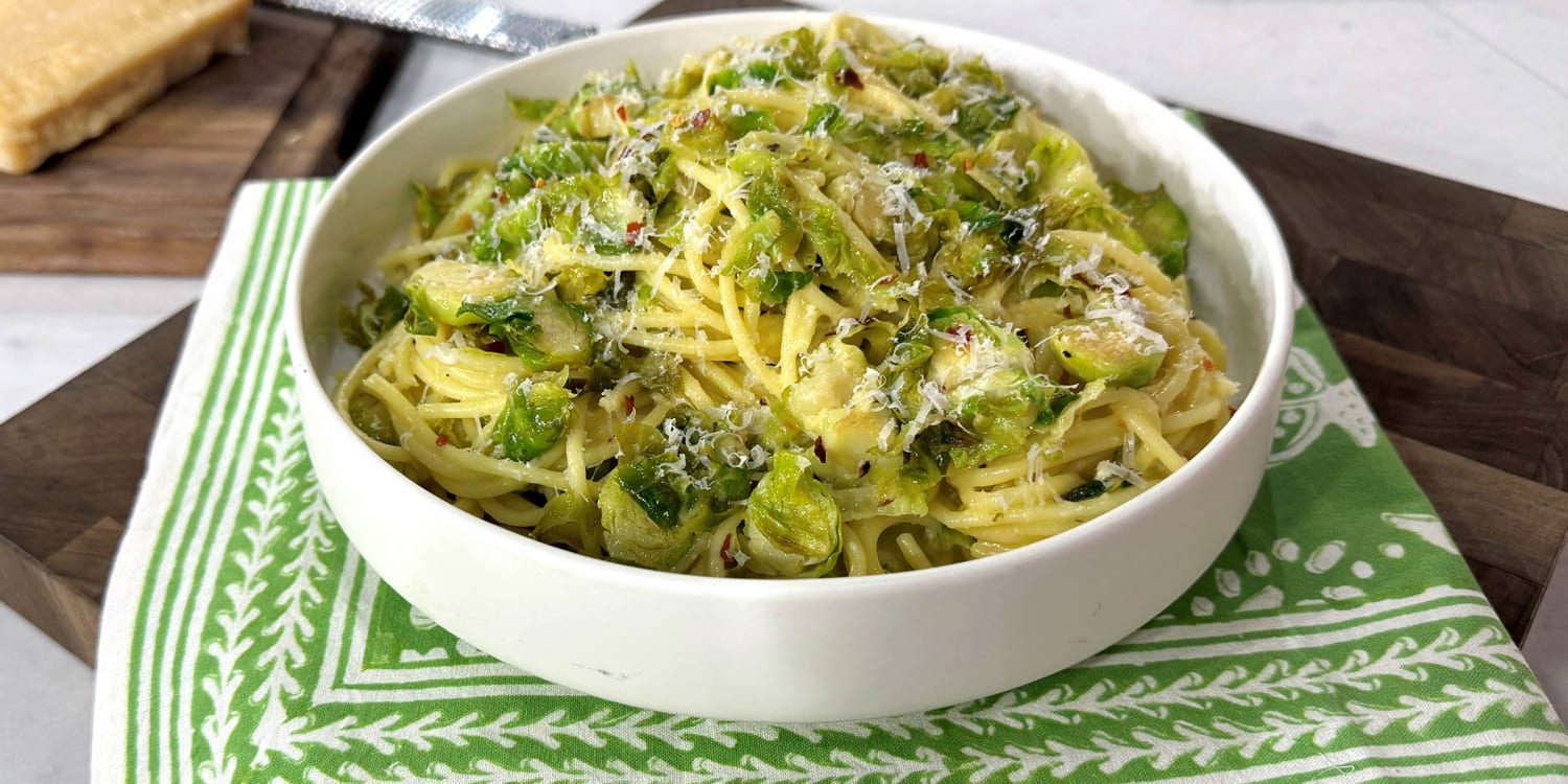 Get your greens with your pasta in this creamy Brussels sprout dish