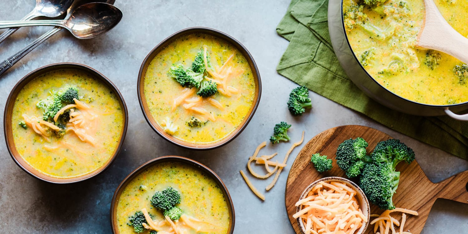 A better-for-you broccoli-cheddar soup for healthy lunches