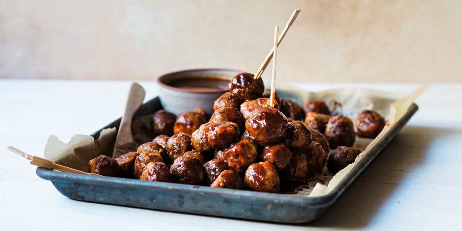 Serve mini meatballs with sweet and sour glaze at your next party