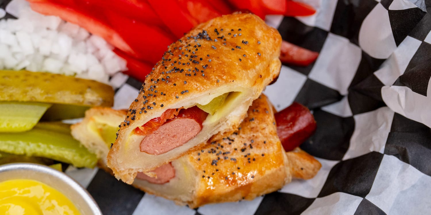 Wrap your Chicago hot dog in a blanket for a fun football food