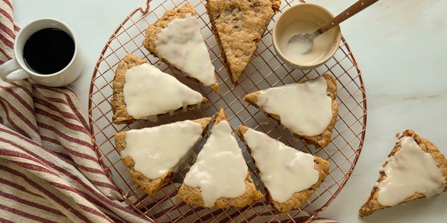 Make a batch of glazed cinnamon-brown sugar scones for breakfast