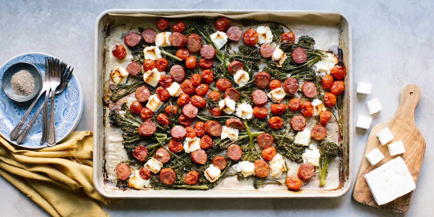 Sheet-Pan Sausage, Broccolini, Feta and Tomatoes Recipe-image