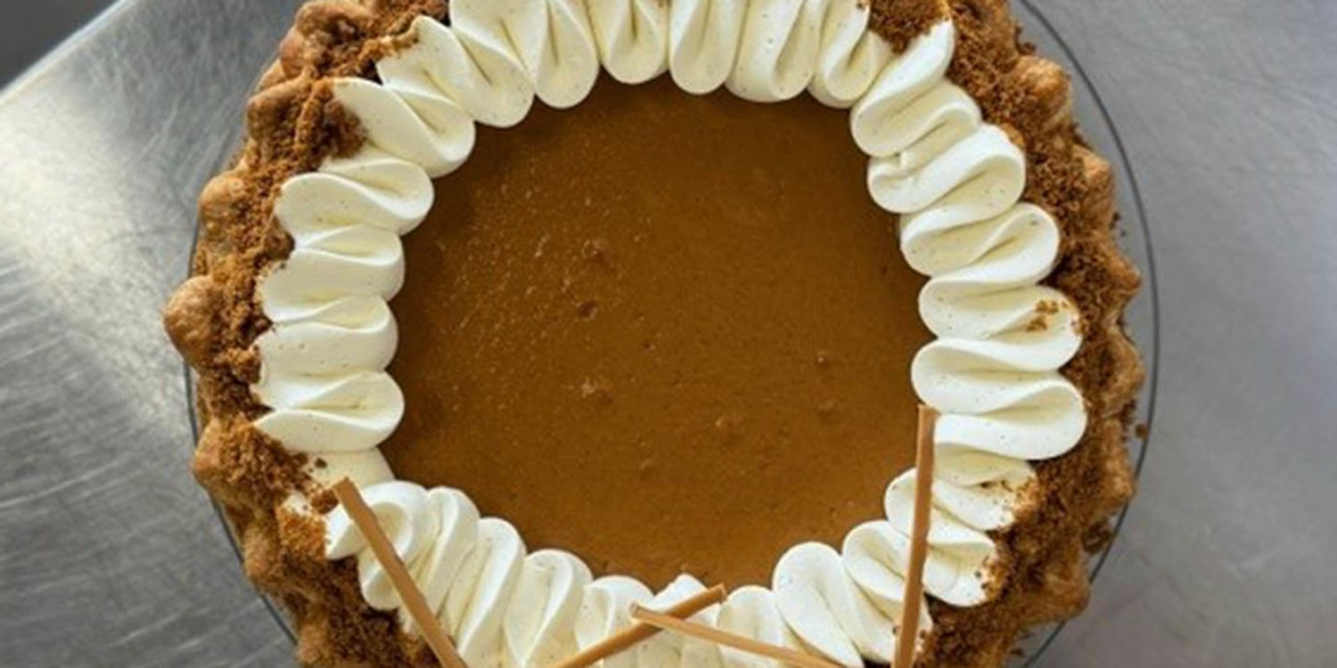 Curtis Stone tops his pumpkin pie with whipped mascarpone and gingersnap crumble