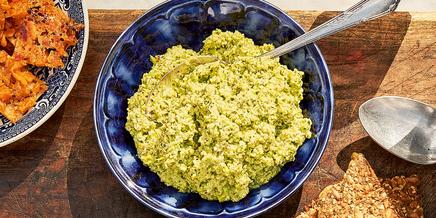 This edamame dip get its bold flavor from plenty of garlic and parsley