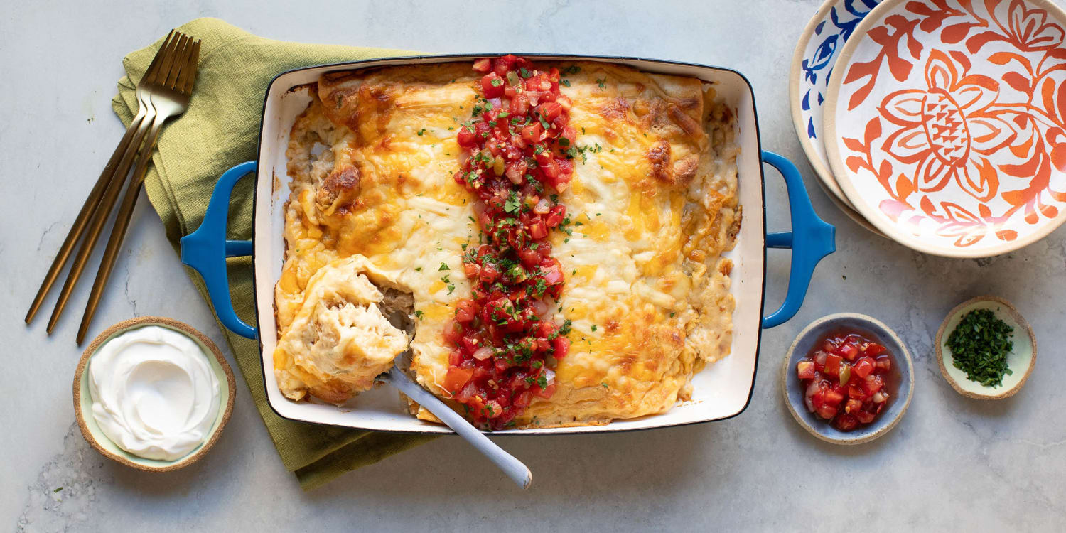 For an easy and cozy weeknight dinner, make chicken enchiladas