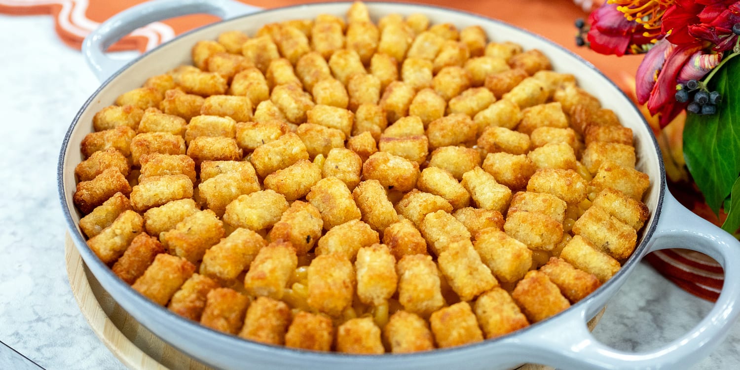 Mac and cheese Tater Tot casserole has main dish energy