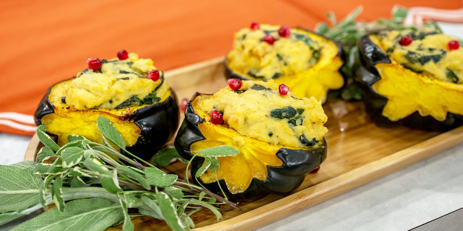 Make vegetable-stuffed acorn squash for a hearty and healthy Thanksgiving dish