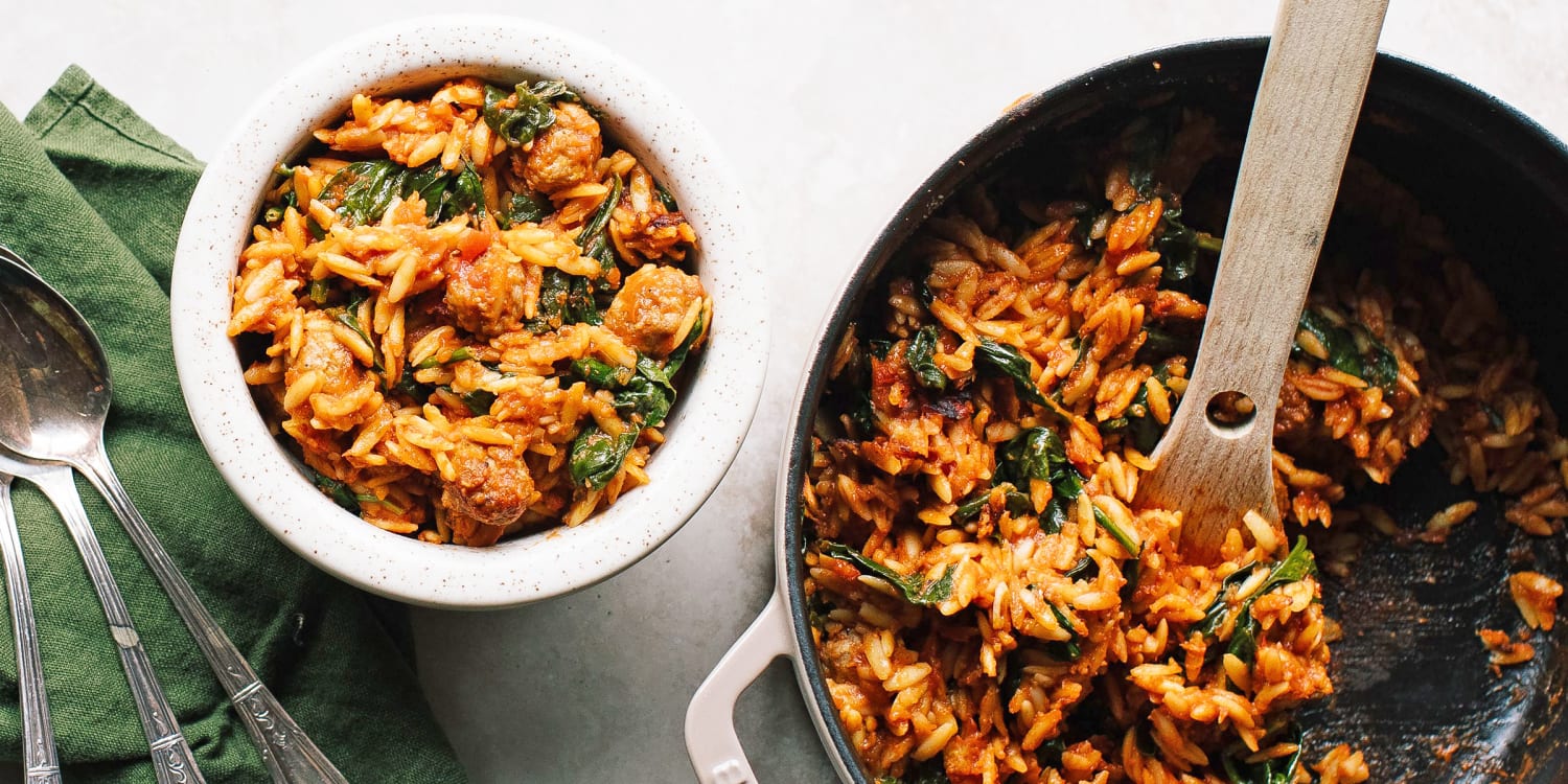 One-Pot Sausage Meatballs and Orzo