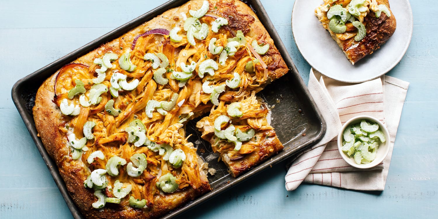 Get the recipe for sheet-pan Buffalo chicken pizza