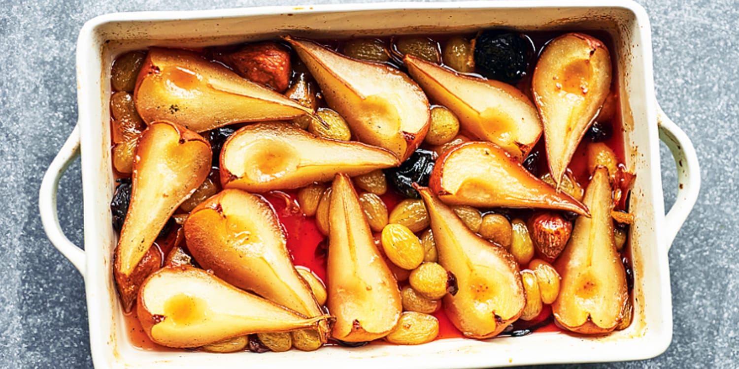 Lidia Bastianich's simple but satisfying Christmas dessert: Roasted fruit over ice cream