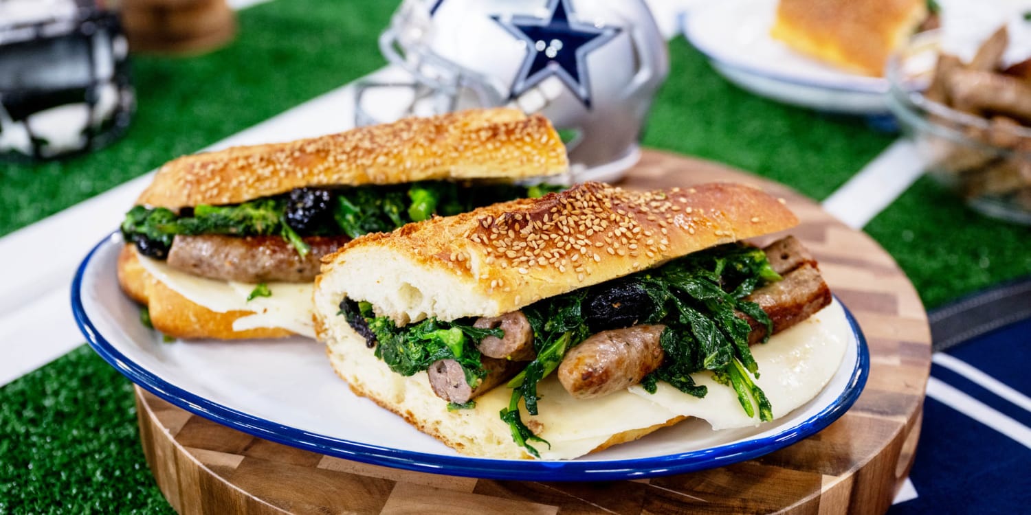 This cheesy sausage and broccoli rabe hero will save your game day