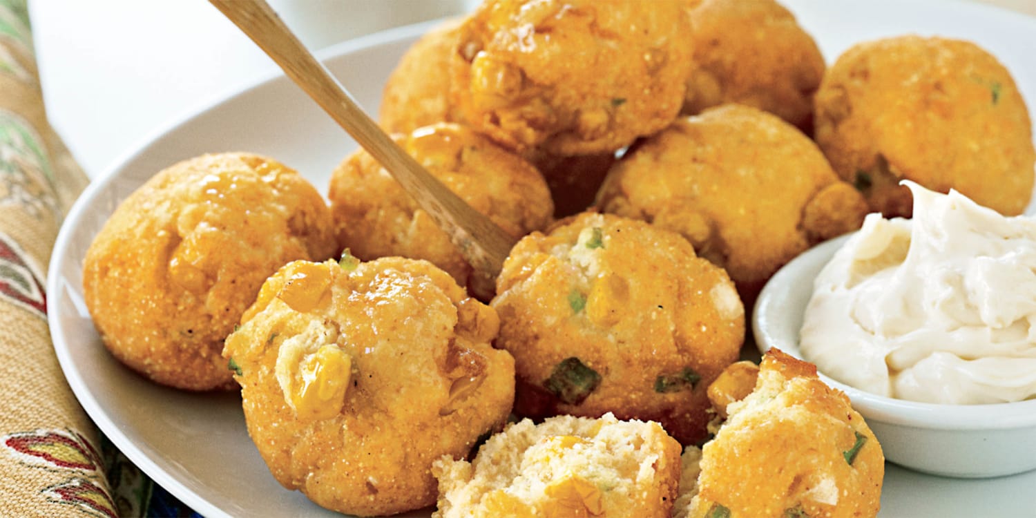 Serve crispy jalapeño cornbread poppers with sweet maple butter