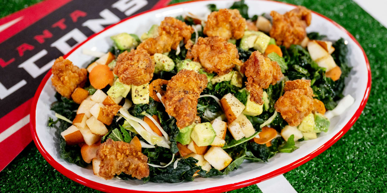 This crispy chicken salad brings the freshness with cabbage, pears and citrus