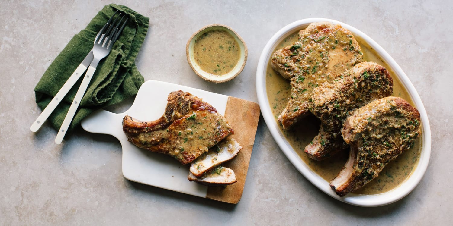 Need dinner inspiration? Bourbon-mustard pork chops are the answer