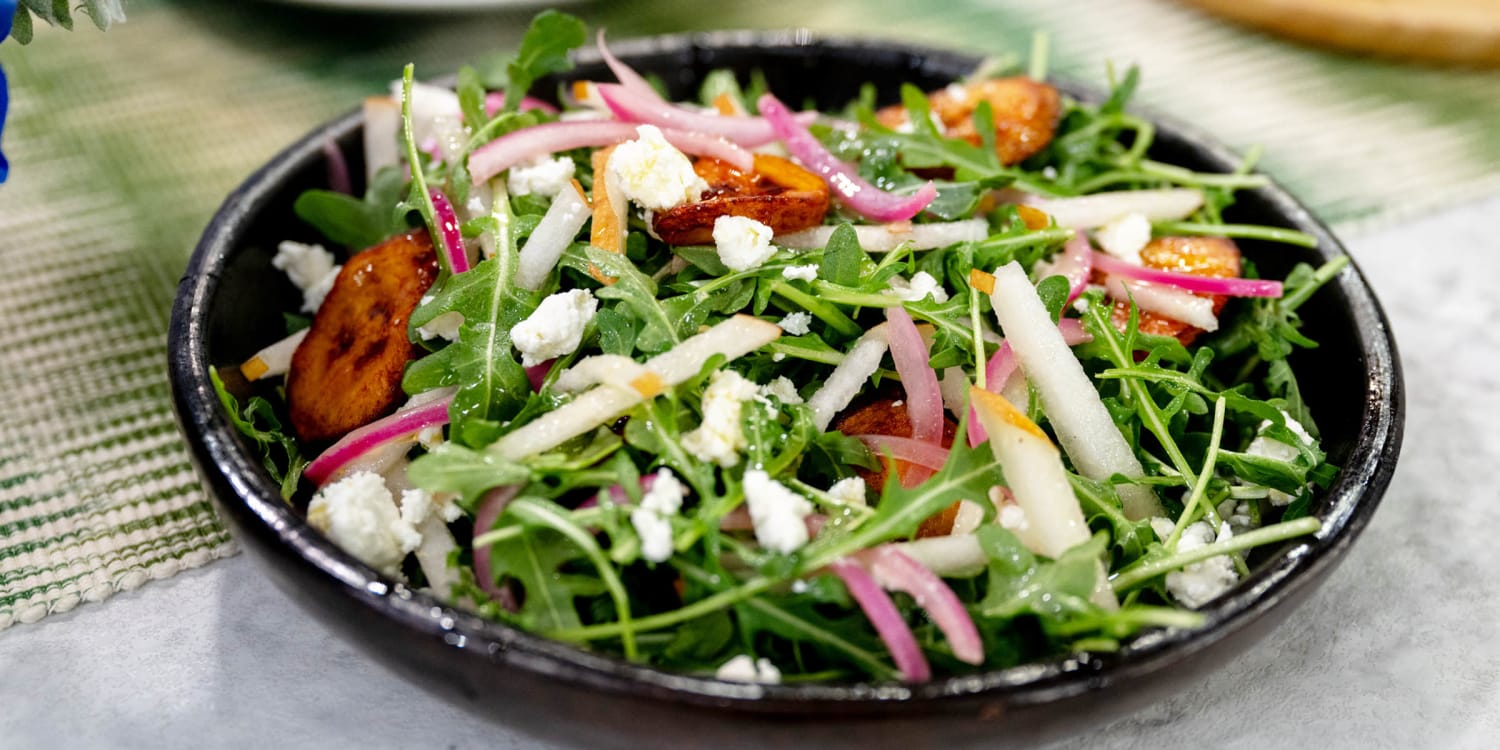 This salad shows sweet plantains and salty feta belong together