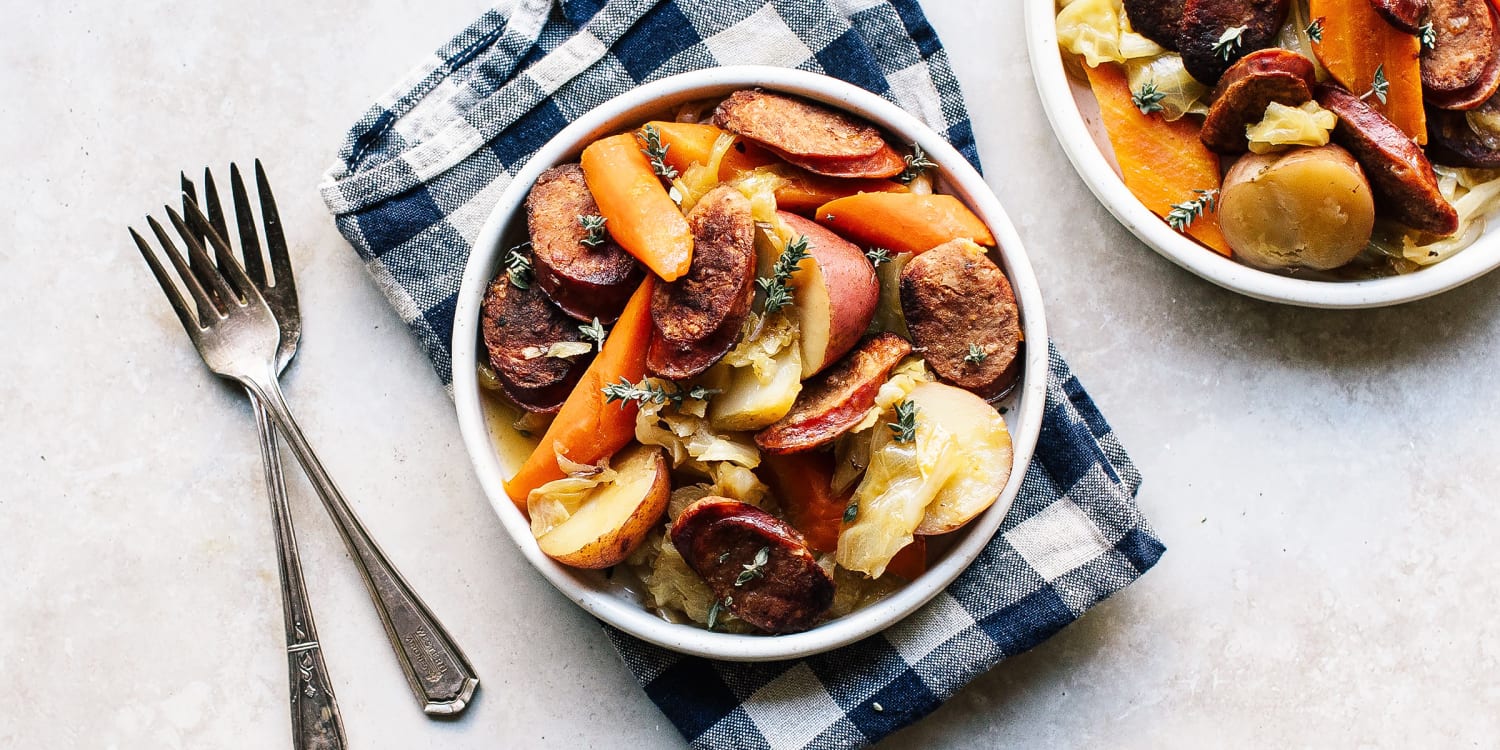 Make cozy slow-cooker cabbage and sausage during winter