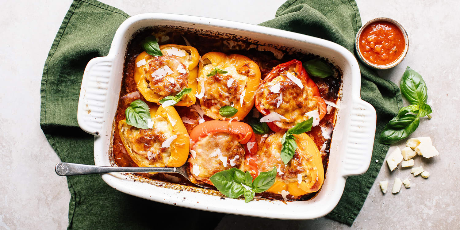 Serve chicken Parmesan stuffed peppers for dinner tonight