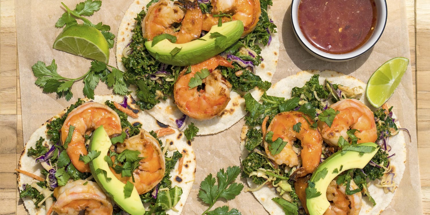 These Thai-inspired shrimp tacos get their crunch from peanut slaw