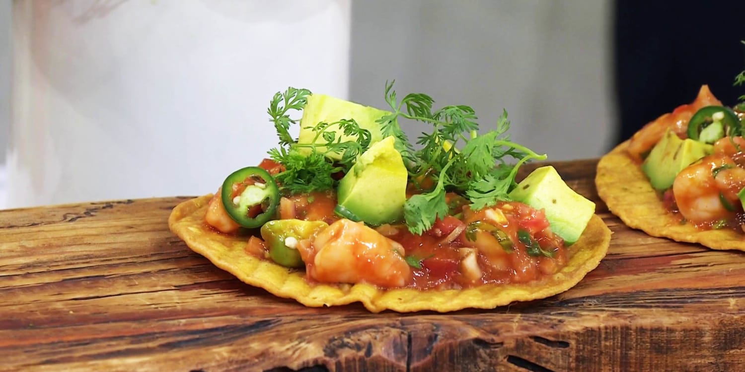 Celebrate Cinco de Mayo with Mexican shrimp cocktail tostadas