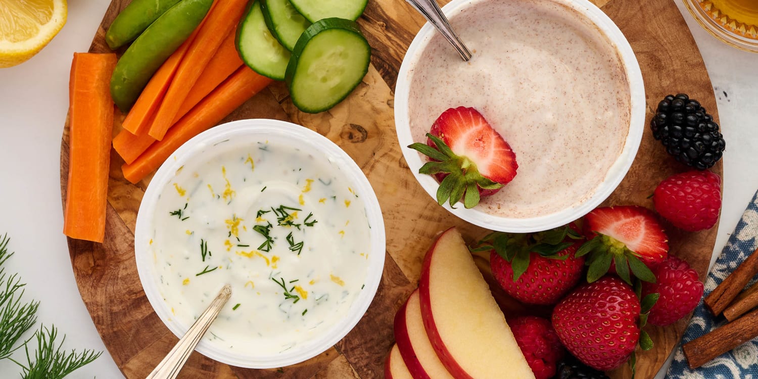 Single-Serve Greek Yogurt Dips — 1 Sweet, 1 Savory — Are the Perfect Summer Snack
