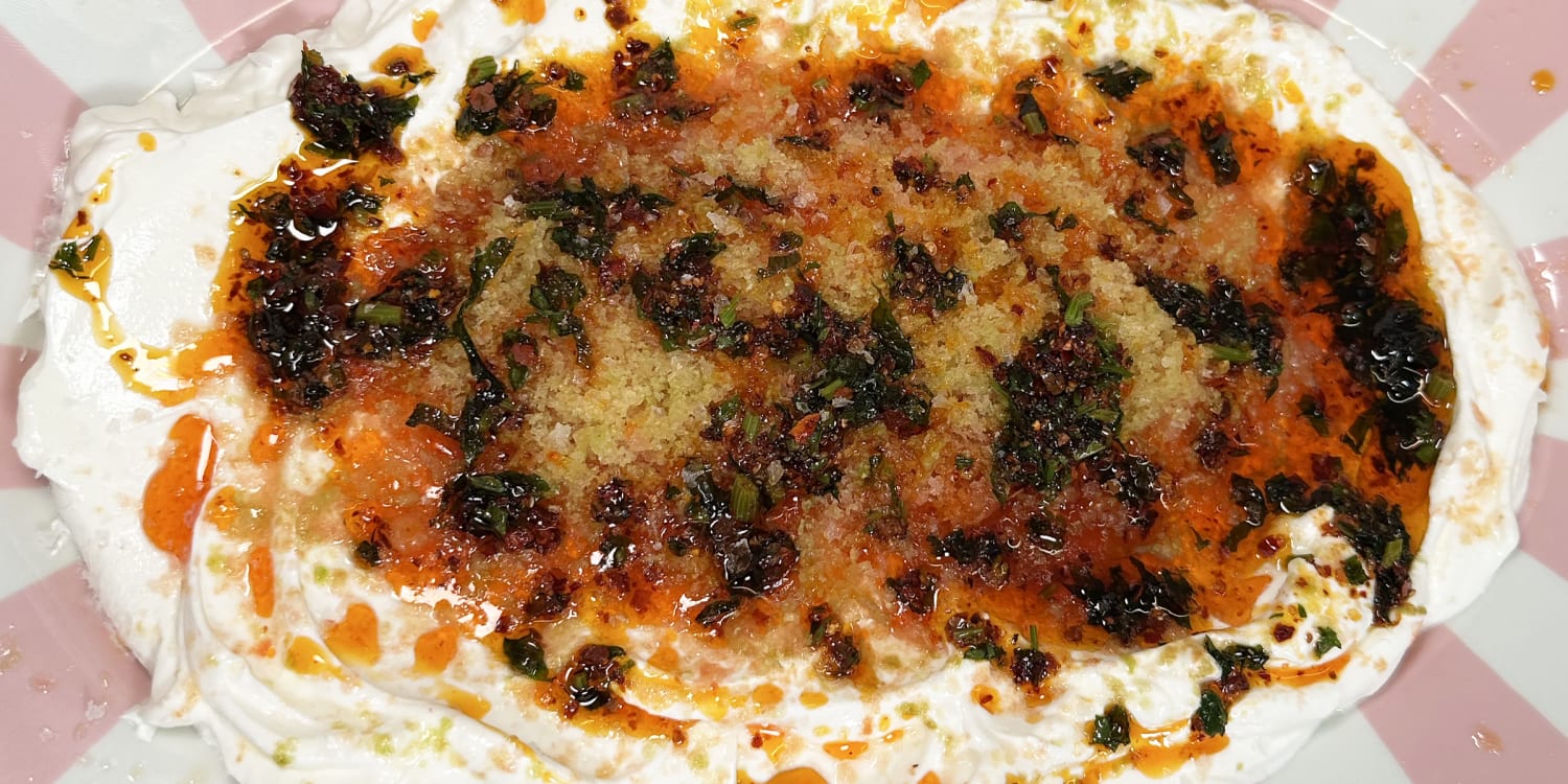 Shaved Frozen Tomato Over Labneh-image