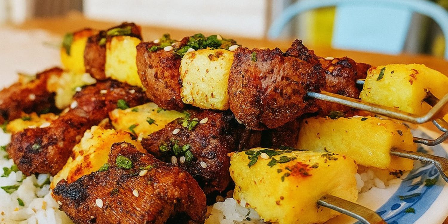 Grilled Beef and Pineapple Skewers Are Smoky and Sweet