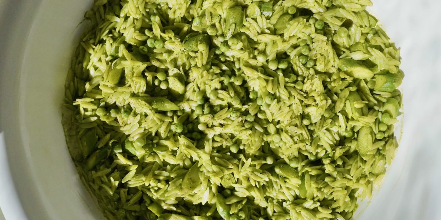 This Vibrant Green Goddess Orzo Salad Is a Big Bowl of Spring