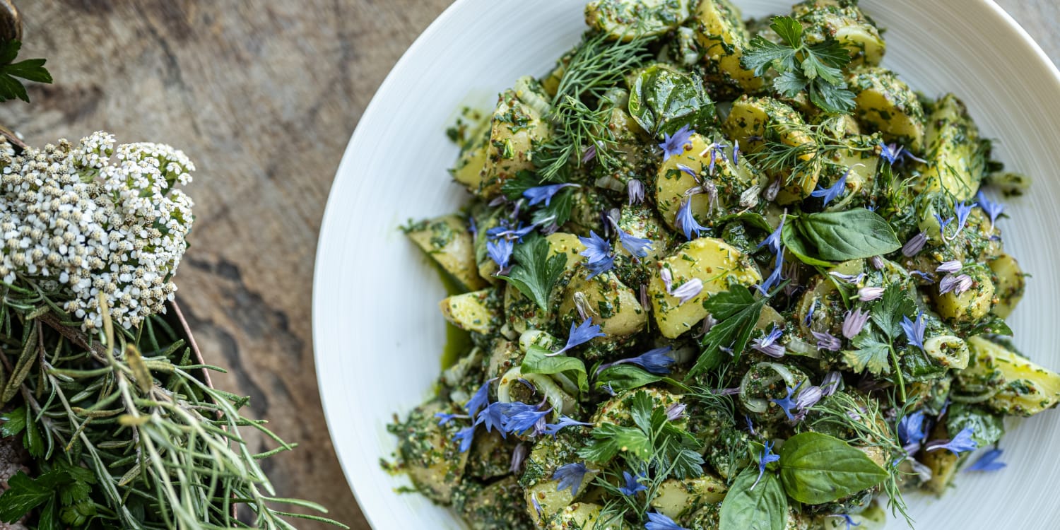 This Potato Salad Pops Thanks to Charred Scallion and Mustard Vinaigrette